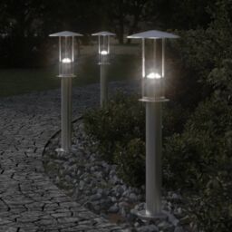 Berkfield Home Outdoor Floor Lamps 3pcs Silver 60 cm Stainless Steel