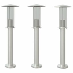 Berkfield Home Outdoor Floor Lamps 3pcs Silver 60 cm Stainless Steel - thumbnail 2