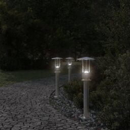 Berkfield Home Outdoor Floor Lamps 3pcs Silver 60 cm Stainless Steel - thumbnail 3