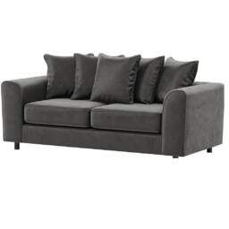 Furniture 786 Plush Velvet 3 Seater Sofa in Grey