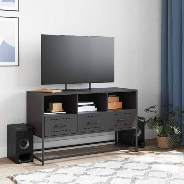 Berkfield Home TV Cabinet Black 100.5x39x60.5 cm Steel - image 1