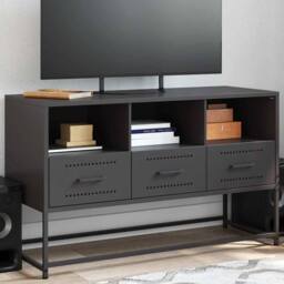 Berkfield Home TV Cabinet Black 100.5x39x60.5 cm Steel - thumbnail 2