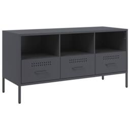 Berkfield Home TV Cabinet Anthracite 100.5x39x50.5 cm Steel in Charcoal - thumbnail 3