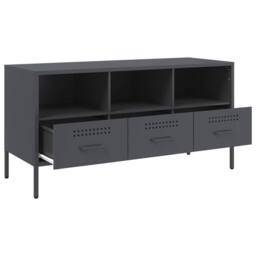 Berkfield Home TV Cabinet Anthracite 100.5x39x50.5 cm Steel in Charcoal - thumbnail 9