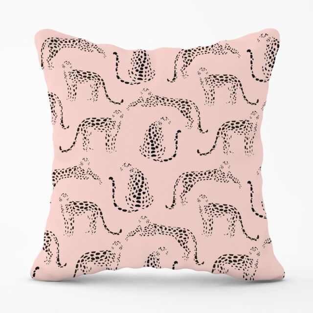 Warren Reed - Designer Abstract Leopard Pattern Outdoor Cushion in Pink - Size: 60 cm x 60 cm - image 1