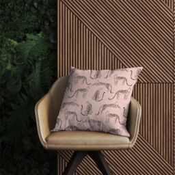 Warren Reed - Designer Abstract Leopard Pattern Outdoor Cushion in Pink - Size: 60 cm x 60 cm - thumbnail 2