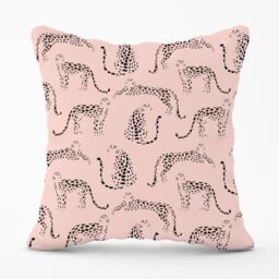 Warren Reed - Designer Abstract Leopard Pattern Outdoor Cushion in Pink - Size: 60 cm x 60 cm - thumbnail 1