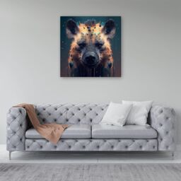 Warren Reed - Designer Hyena Face Splashart Dark Background Canvas in Brown - Size: w10 inch x h10 inch - thumbnail 4