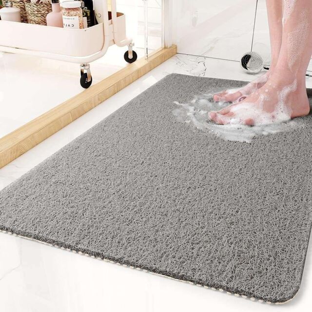 Nicoman Anti Slip PVC Loofah Shower Mat Anti Mould Washable Bath Mat - Rectangular 100x40 cm in Grey - image 1