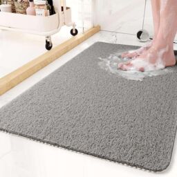 Nicoman Anti Slip PVC Loofah Shower Mat Anti Mould Washable Bath Mat - Rectangular 100x40 cm in Grey