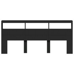 Berkfield Home Headboard Cabinet with LED Black 220x17x102 cm - Size: 220 x 17 x 102 cm - thumbnail 6