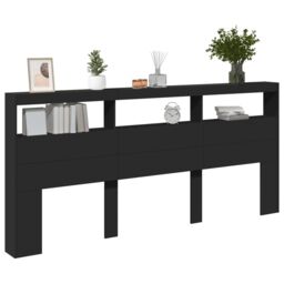 Berkfield Home Headboard Cabinet with LED Black 220x17x102 cm - Size: 220 x 17 x 102 cm - thumbnail 5