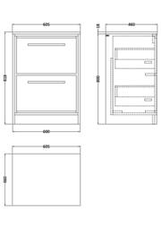 Balterley 600mm Floor Standing 2-Drawer Vanity with Worktop - Fern Green - thumbnail 2