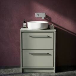 Balterley 600mm Floor Standing 2-Drawer Vanity with Worktop - Fern Green - thumbnail 3