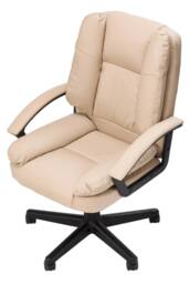 Living and Home Height-Adjustable Reclining Office Chair with Armrests and Tilt Function in Cream - thumbnail 3