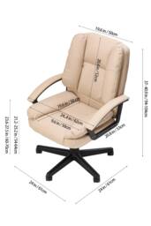 Living and Home Height-Adjustable Reclining Office Chair with Armrests and Tilt Function in Cream - thumbnail 8