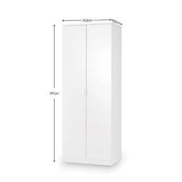 Cheshire Premium Midtown 2 Door Wardrobe in White High Gloss - thumbnail 3