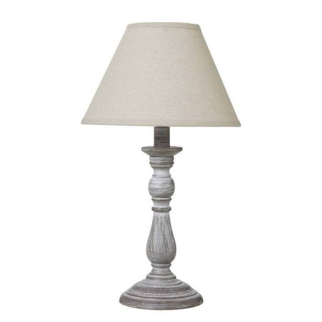 Lemon Pavilion Furniture and Decor Augusta Column Table Lamp with Linen Shade - L12 x W12 x H31 cm - Grey