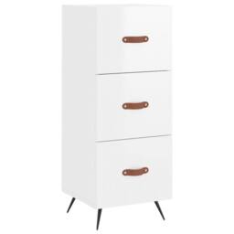 Berkfield Home Sideboard High Gloss White 34.5x34x90 cm Engineered Wood - thumbnail 1