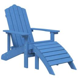 Berkfield Home Garden Adirondack Chairs with Footstool & Table HDPE Aqua Blue - thumbnail 3