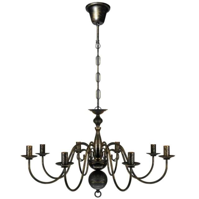 Berkfield Home Antique Black Metal Chandelier 8 x E14 Bulbs - image 1
