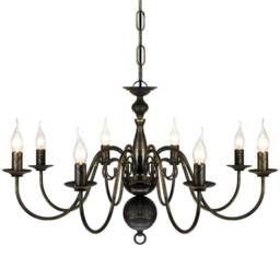Berkfield Home Antique Black Metal Chandelier 8 x E14 Bulbs - thumbnail 4