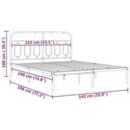 Berkfield Home Metal Bed Frame without Mattress with Headboard White 135x190cm - Size: 135x190 cm - thumbnail 8