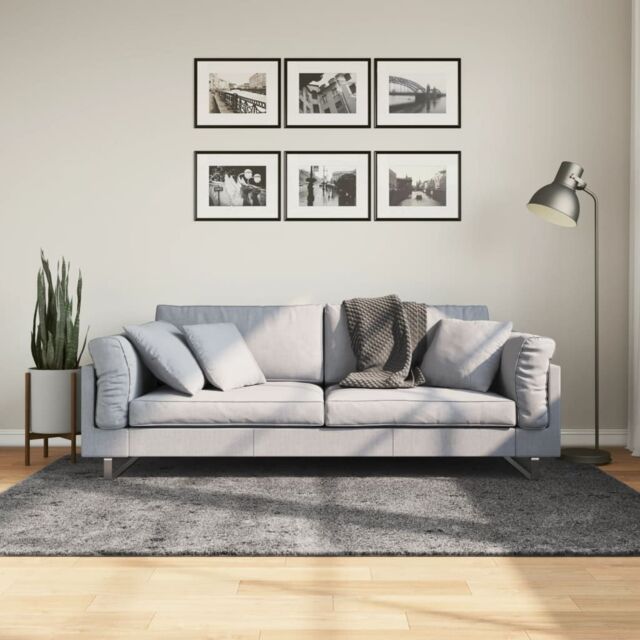 Berkfield Home Rug Short Pile Soft & Washable Anthracite 140x200 cm in Black - Size: 100 cm diameter - image 1