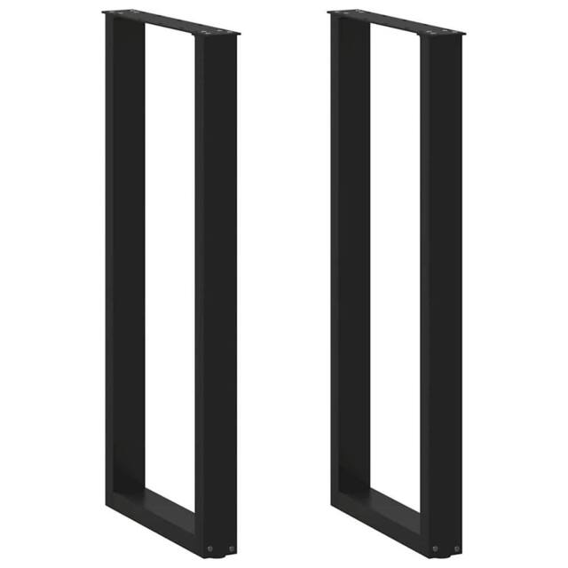 Berkfield Home Coffee Table Legs U-Shaped 2 pcs Black 40x(110-111) cm Steel - image 1