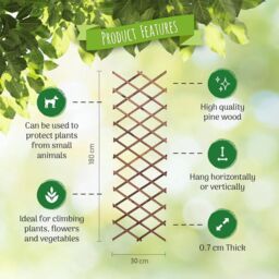 Marco Paul 1.8m Tan Wooden Expendable Trellis for Garden Plants in Beige - thumbnail 2