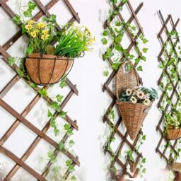 Marco Paul 1.8m Tan Wooden Expendable Trellis for Garden Plants in Beige