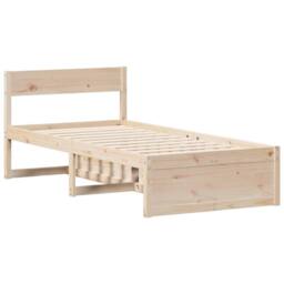 Berkfield Home Full Bed Frame without Mattress 90x190 cm Single Solid Wood Pine in Light Brown - thumbnail 5