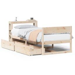Berkfield Home Full Bed Frame without Mattress 90x190 cm Single Solid Wood Pine in Light Brown - thumbnail 3