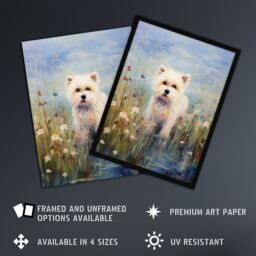 Artery8 West Highland Terrier Claude Monet Style Dog Oil Painting Pastel Colour Portrait Extra Large XL Unframed Wall Art Poster Print - thumbnail 2