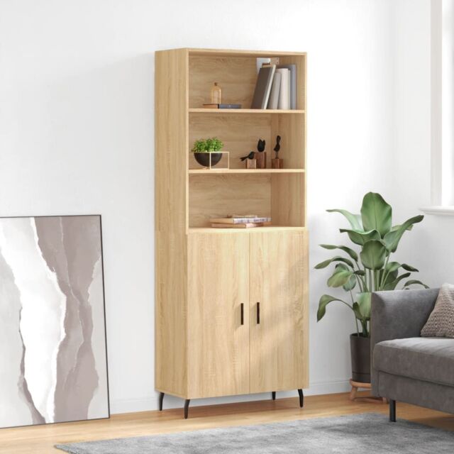 Berkfield Home Highboard Sonoma Oak 69.5x34x180 cm Engineered Wood in Brown - image 1