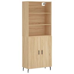 Berkfield Home Highboard Sonoma Oak 69.5x34x180 cm Engineered Wood in Brown - thumbnail 2