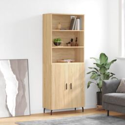 Berkfield Home Highboard Sonoma Oak 69.5x34x180 cm Engineered Wood in Brown - thumbnail 1