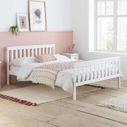 Birlea Double Bed Frame & Mattress White Wood Sleepsoul Cambridge 4FT6 - thumbnail 1