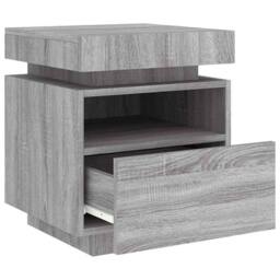Berkfield Home Bedside Cabinet with LED Lights Grey Sonoma 40x39x48.5 cm - thumbnail 6