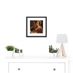 Artery8 Artemisia Gentileschi Self Portrait 8X8 Inch Square Wooden Framed Wall Art Print Picture with Mount in Black - thumbnail 2