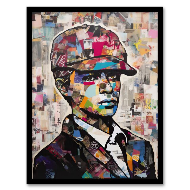 Artery8 Wall Art Print 1920s Fashion Collage Artwork Upcycled Newspaper Boy Young Man Portrait Vibrant Colourful Bold Pop Art Modern Painting Art - image 1