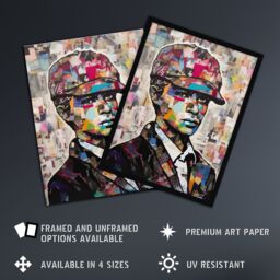 Artery8 Wall Art Print 1920s Fashion Collage Artwork Upcycled Newspaper Boy Young Man Portrait Vibrant Colourful Bold Pop Art Modern Painting Art - thumbnail 2