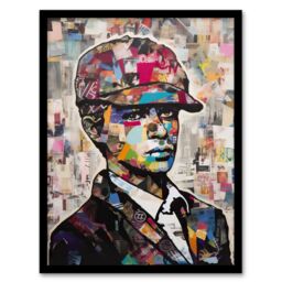 Artery8 Wall Art Print 1920s Fashion Collage Artwork Upcycled Newspaper Boy Young Man Portrait Vibrant Colourful Bold Pop Art Modern Painting Art - thumbnail 1