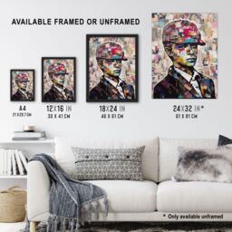 Artery8 Wall Art Print 1920s Fashion Collage Artwork Upcycled Newspaper Boy Young Man Portrait Vibrant Colourful Bold Pop Art Modern Painting Art - thumbnail 3