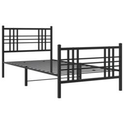 Berkfield Home Metal Bed Frame without Mattress with Footboard Black 100x200cm - Size: 100x200 cm - thumbnail 3