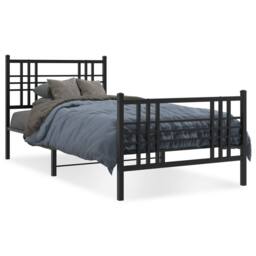 Berkfield Home Metal Bed Frame without Mattress with Footboard Black 100x200cm - Size: 100x200 cm - thumbnail 2