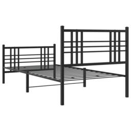 Berkfield Home Metal Bed Frame without Mattress with Footboard Black 100x200cm - Size: 100x200 cm - thumbnail 6