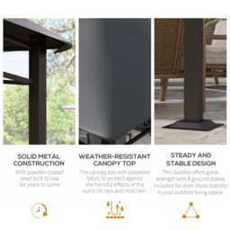 OUTSUNNY 3x3 m Outdoor Patio Gazebo Pavilion Canopy Tent Steel Frame Grey - thumbnail 5