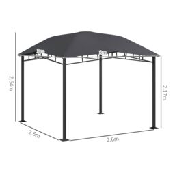 OUTSUNNY 3x3 m Outdoor Patio Gazebo Pavilion Canopy Tent Steel Frame Grey - thumbnail 3