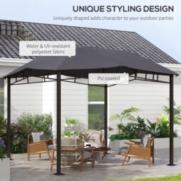 OUTSUNNY 3x3 m Outdoor Patio Gazebo Pavilion Canopy Tent Steel Frame Grey - thumbnail 4